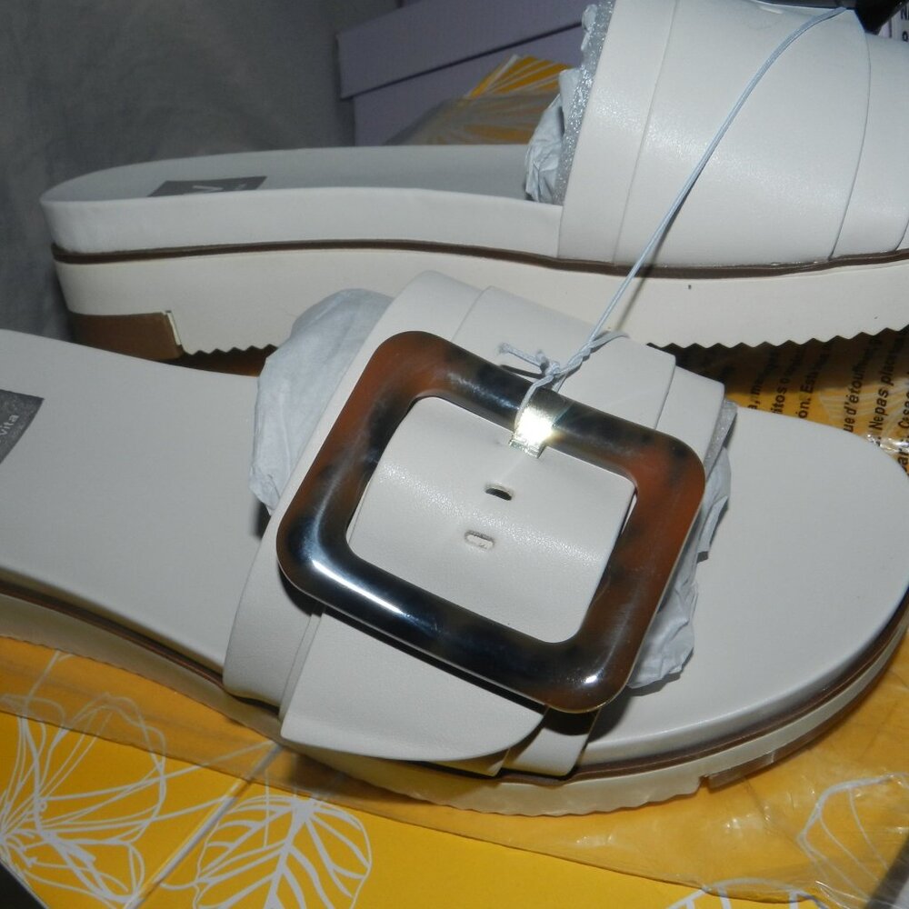 DV DOLCE VITA WOMEN'S CASTOR TORTOISE SHELL BUCKLE SANDALS IVORY🆕FAST😮💨⚡🚚 - Picture 13 of 15